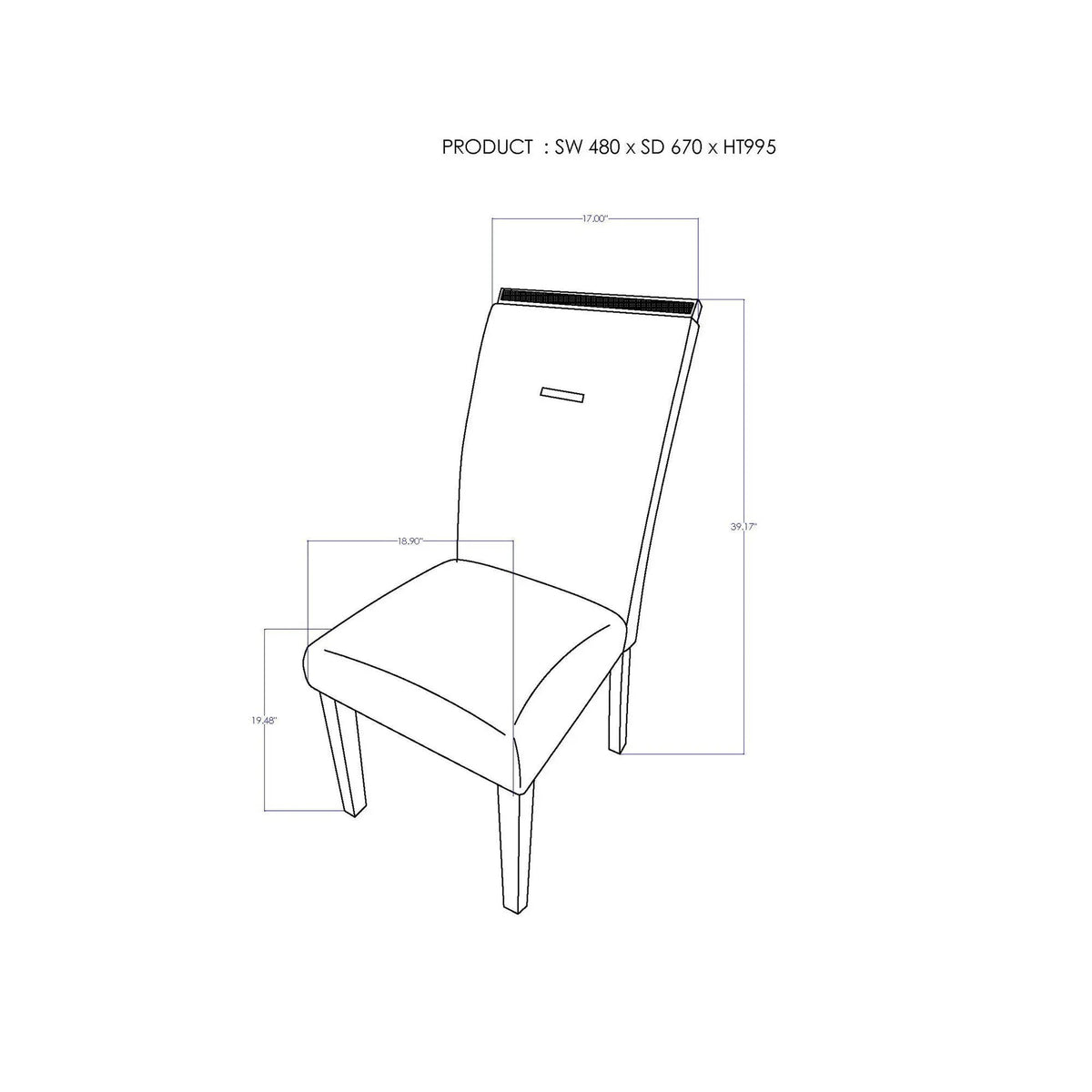 Ariya Dining Chair | Contemporary Style | Padded Fabric Seat | Solid Wood Construction