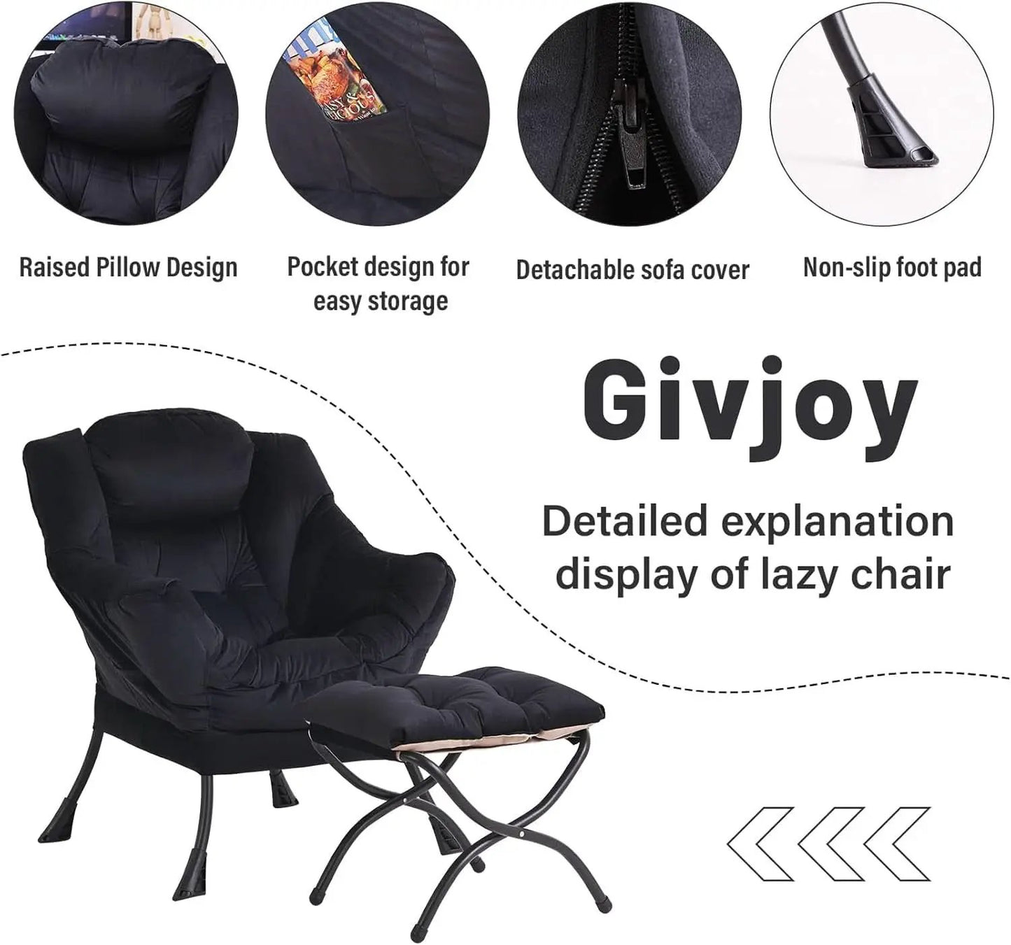 Large Upholstered Lounge Chair With Ottoman And Armrests from PriceLows™