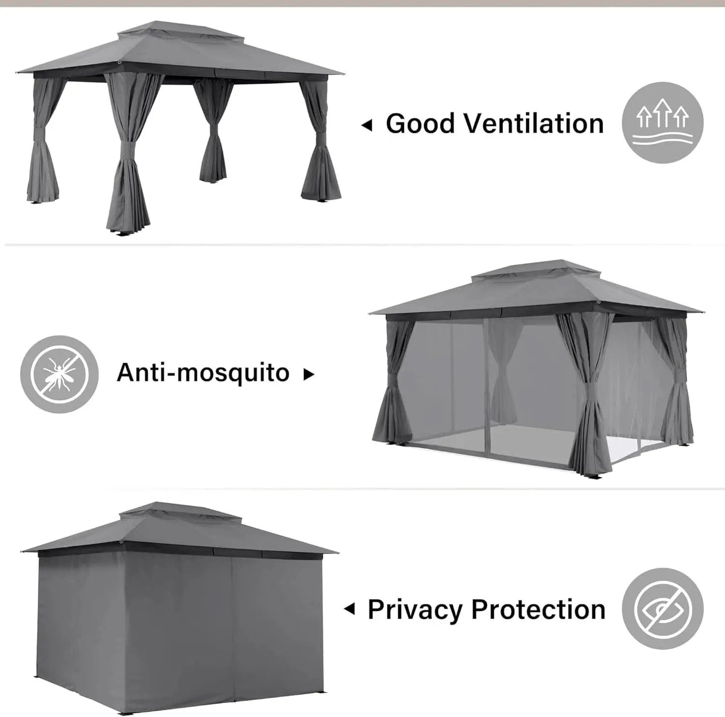 Outdoor Gazebo 10x13 With Mosquito Netting Weatherproof from PriceLows™