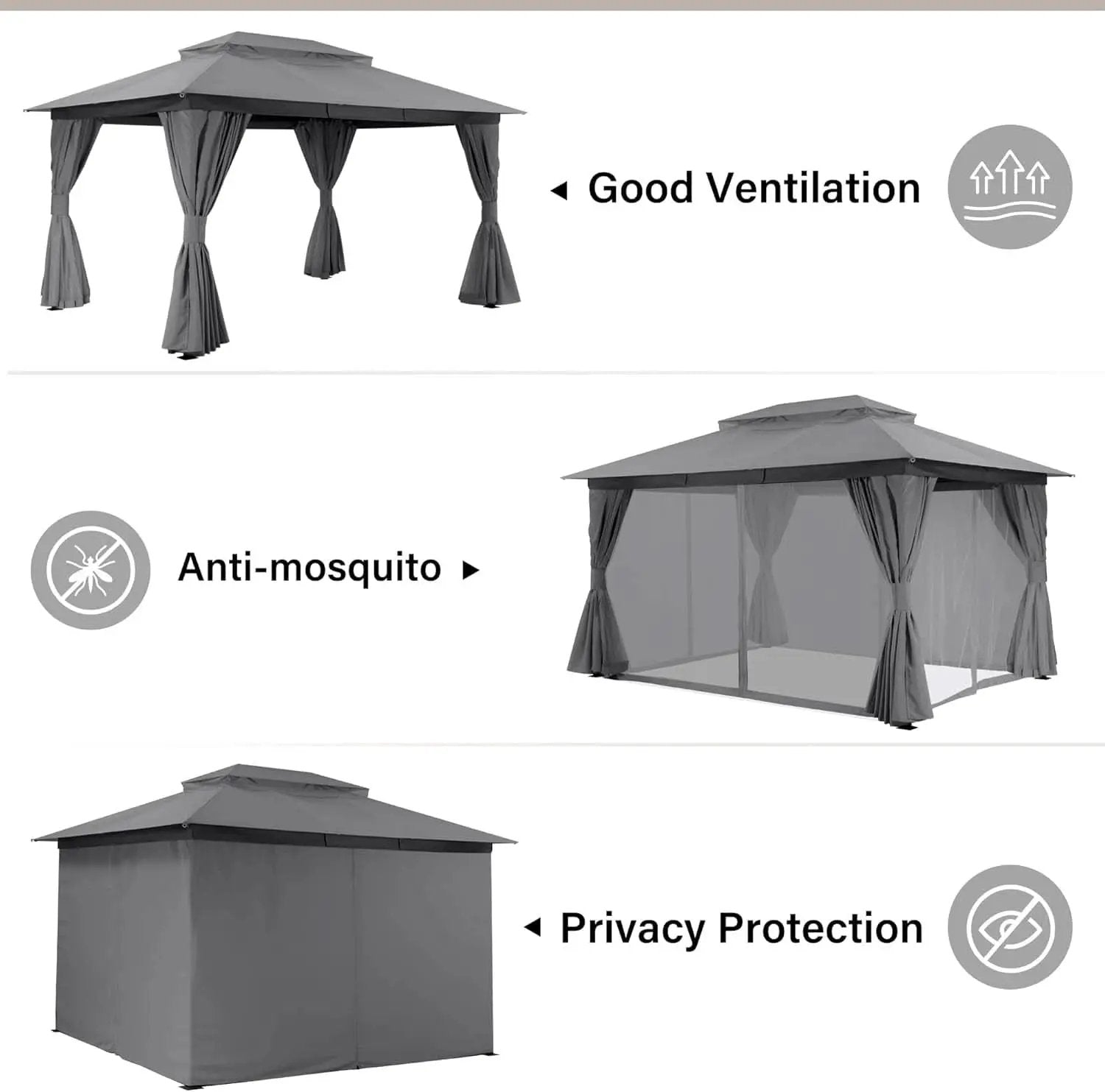 Outdoor Gazebo 10x13 With Mosquito Netting Weatherproof from PriceLows™