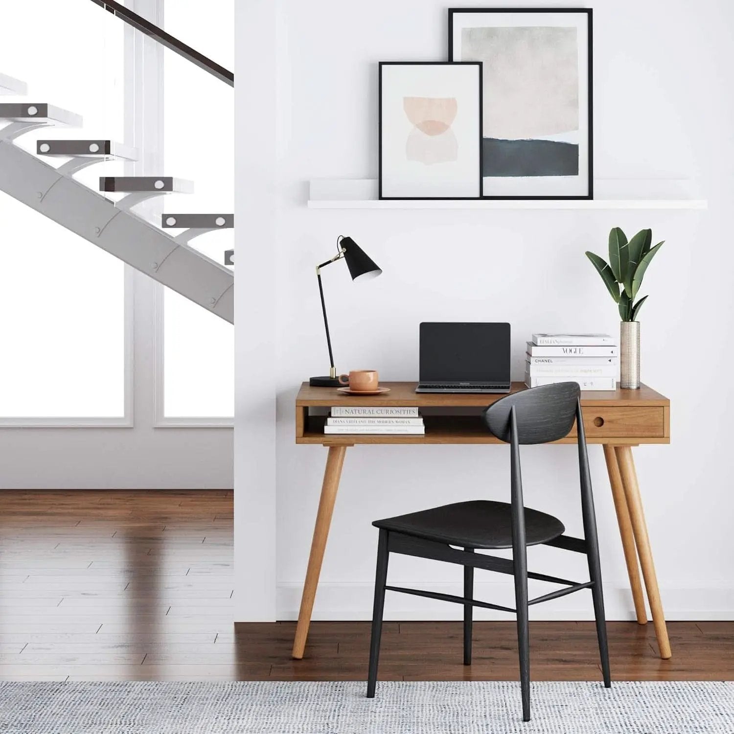 Parker Walnut Home Office Desk With Storage Cubby And Drawer from PriceLows™