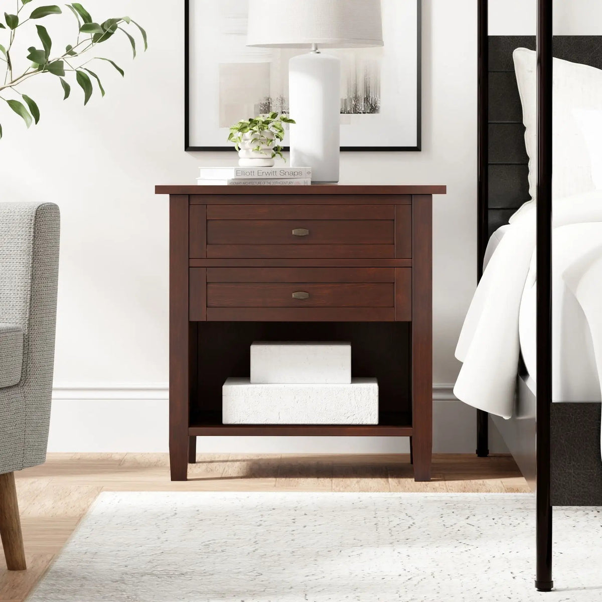 Warm Shaker Bedside Table | Handcrafted Solid Wood | NC Lacquer Finish | Multipurpose Design