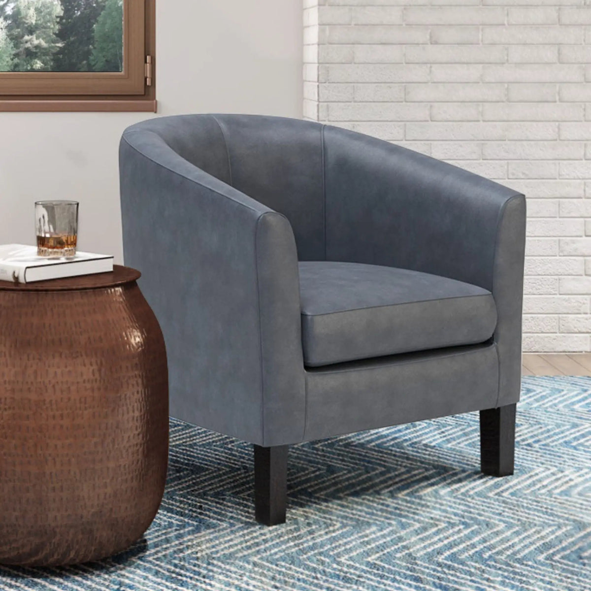 Austin Transitional Tub Chair | Curved Back | Top Stitching Detail | Kiln-Dried Wood Frame