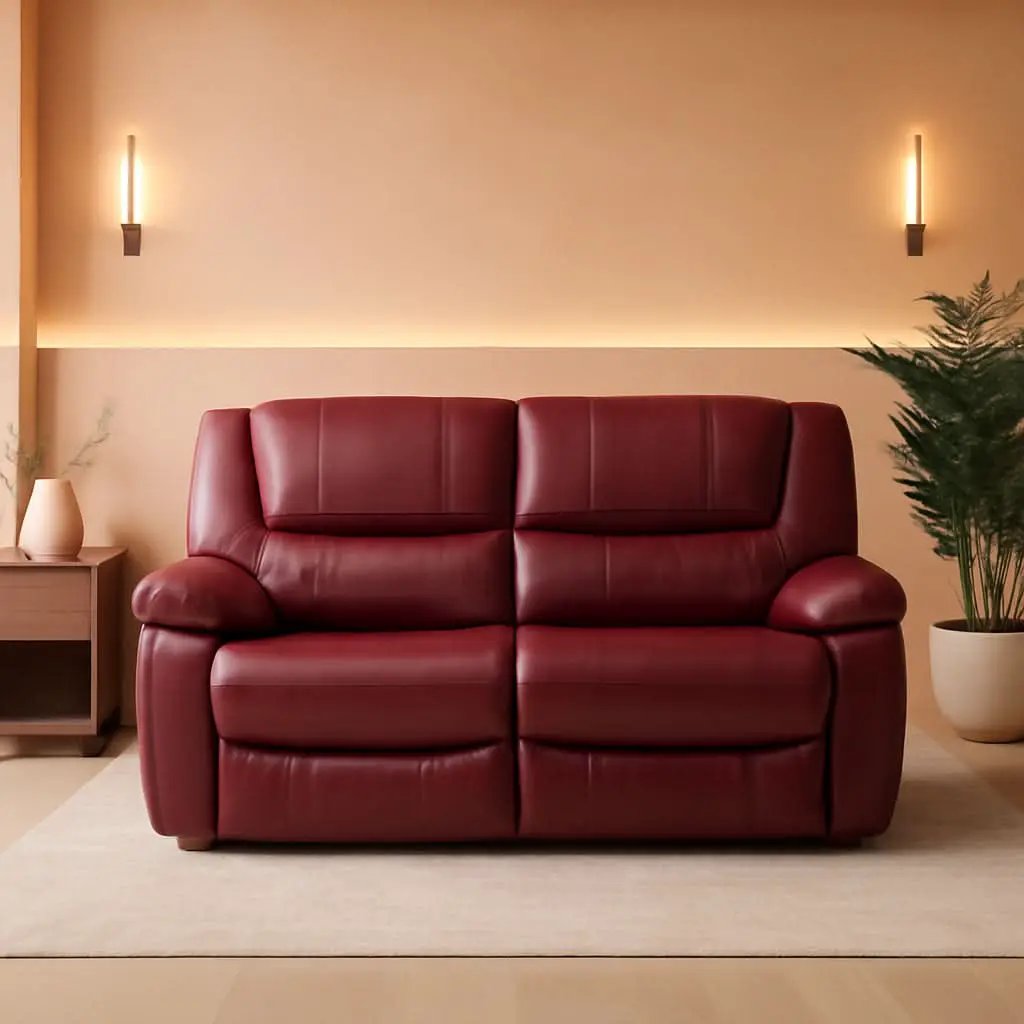 Red Faux Leather Reclining Loveseat With Manual Recline from PriceLows™