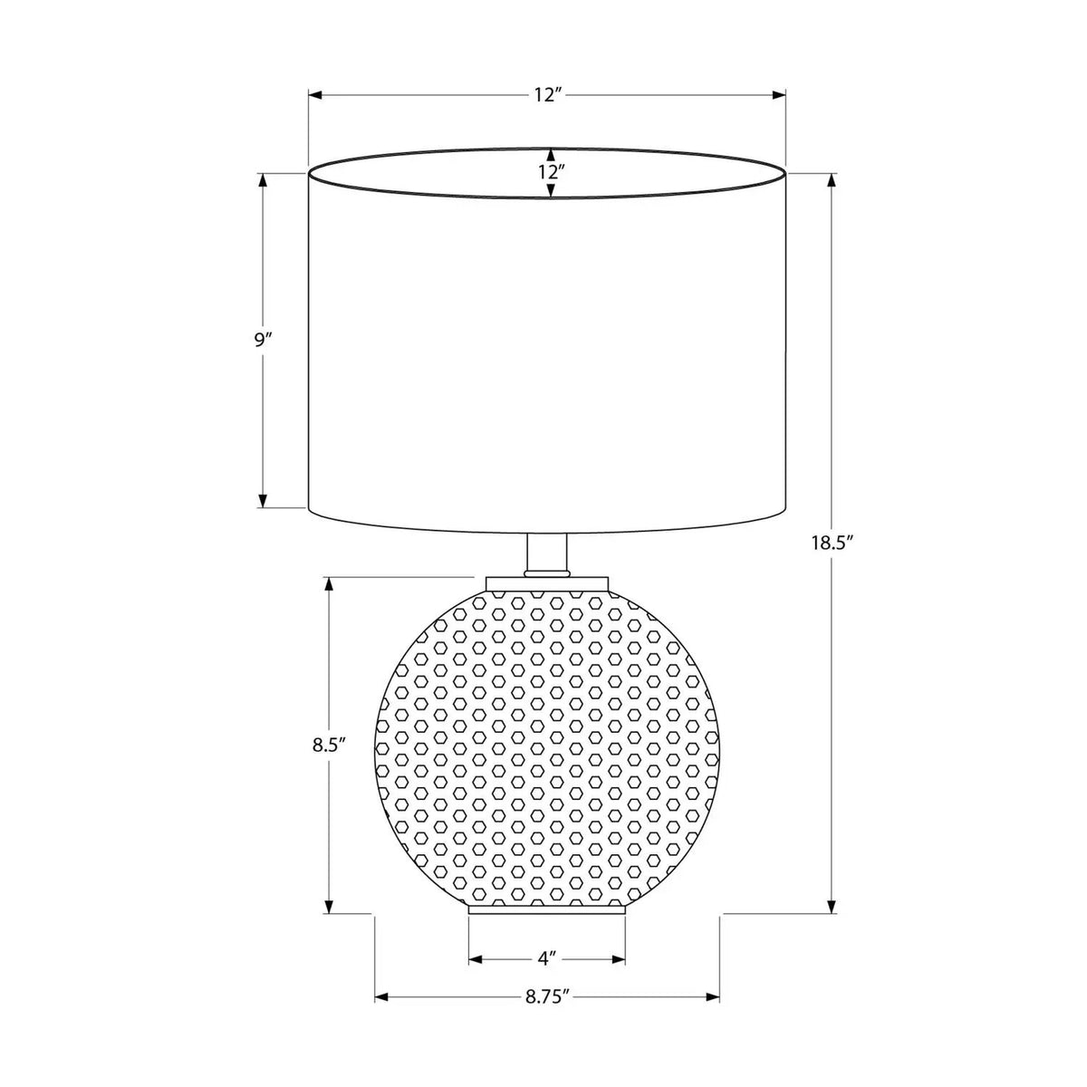 Gray Resin Table Lamp | Ivory Fabric Shade | 18.5 Inch Height | Compact Size