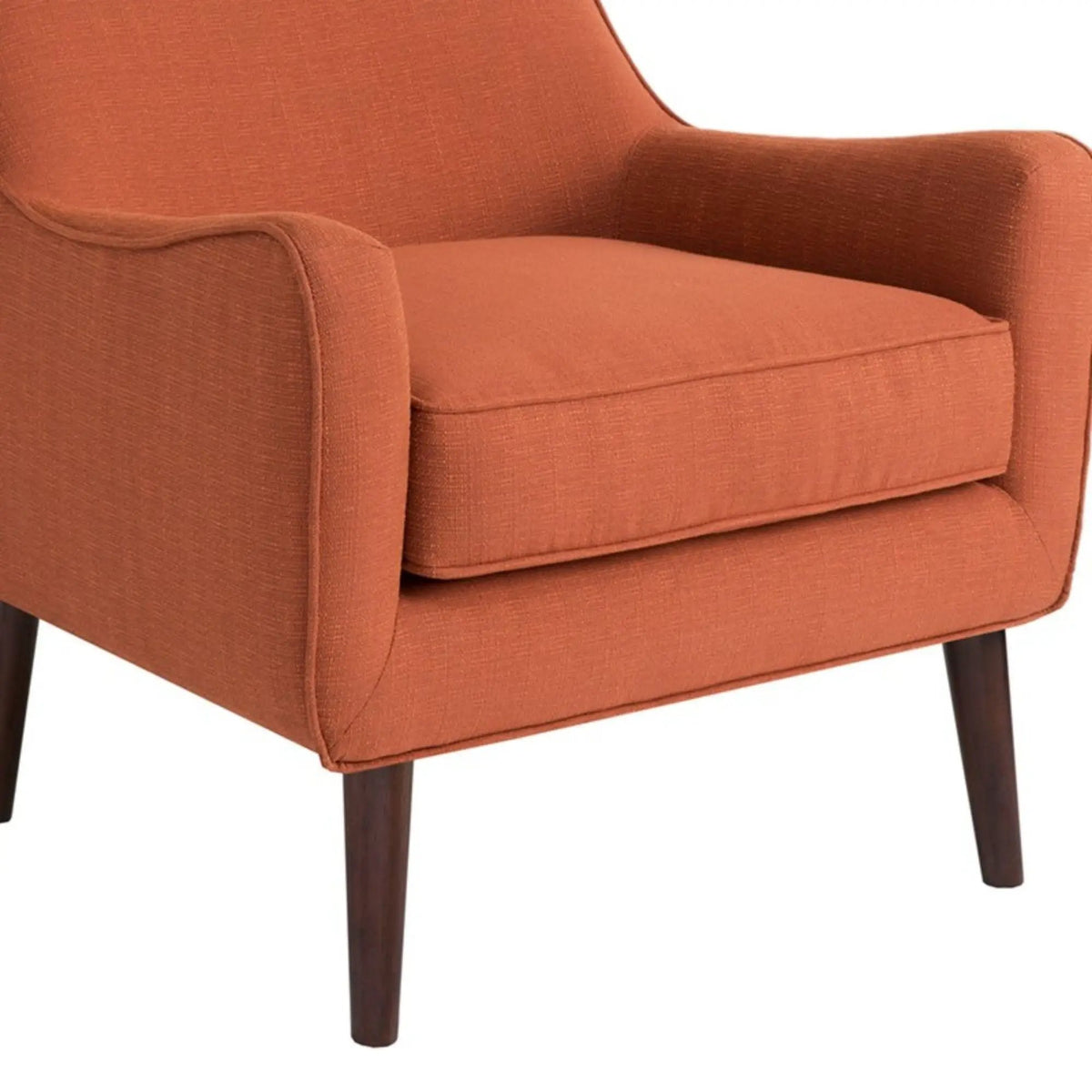 Upholstered Accent Chair | Burnt Orange | Mid-Century Design | Tight Back