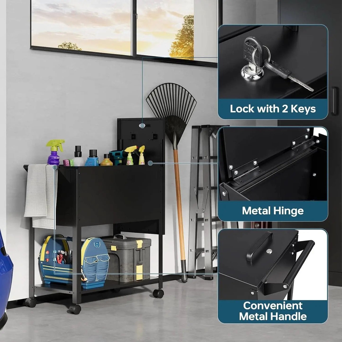 Locking Rolling File Cabinet With Hanging Folders On Wheels from PriceLows™