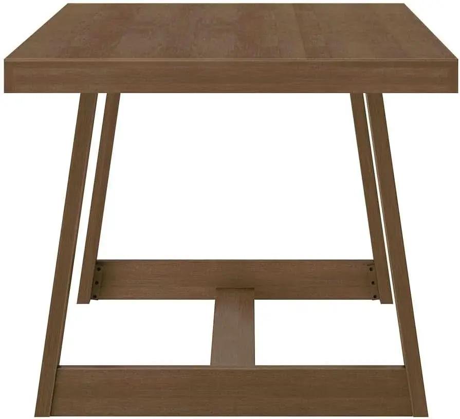72 Inch Farmhouse Dining Table Solid Wood Rustic Kitchen Table Pecan Wirebrush from PriceLows™