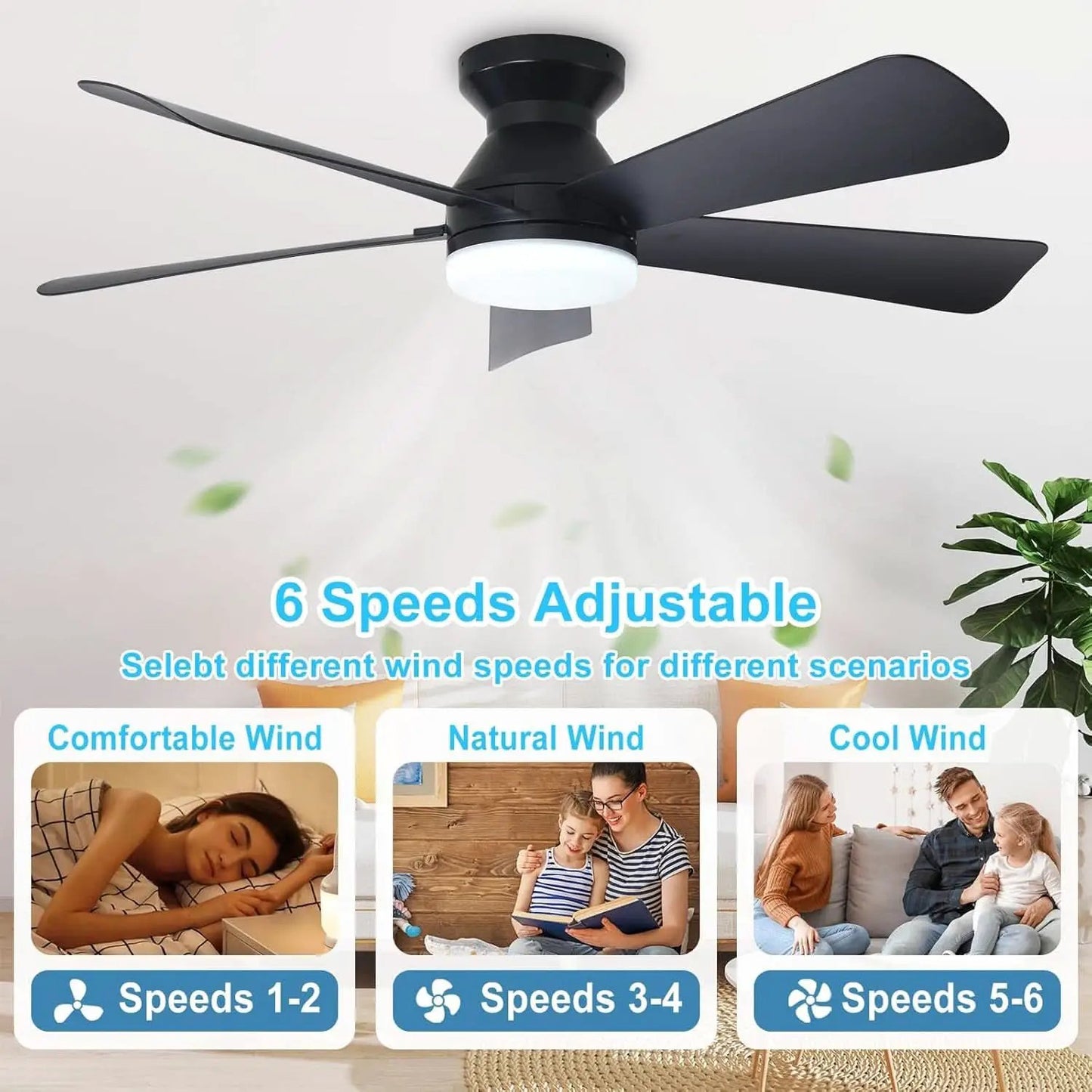 42 Inch Ceiling Fan With Dimmable LED Light Remote from PriceLows™