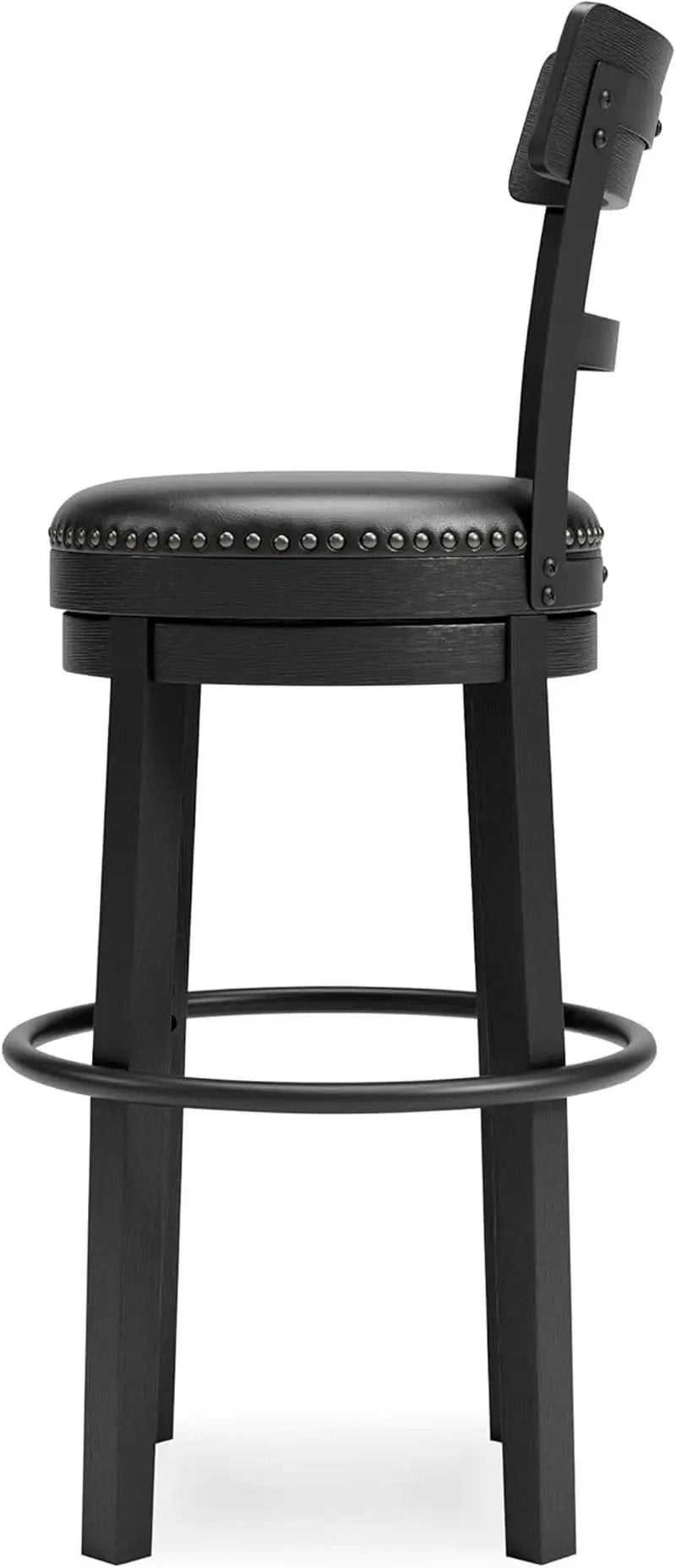 Valebeck 30.38 Black Upholstered Pub Height Swivel Barstool from PriceLows™