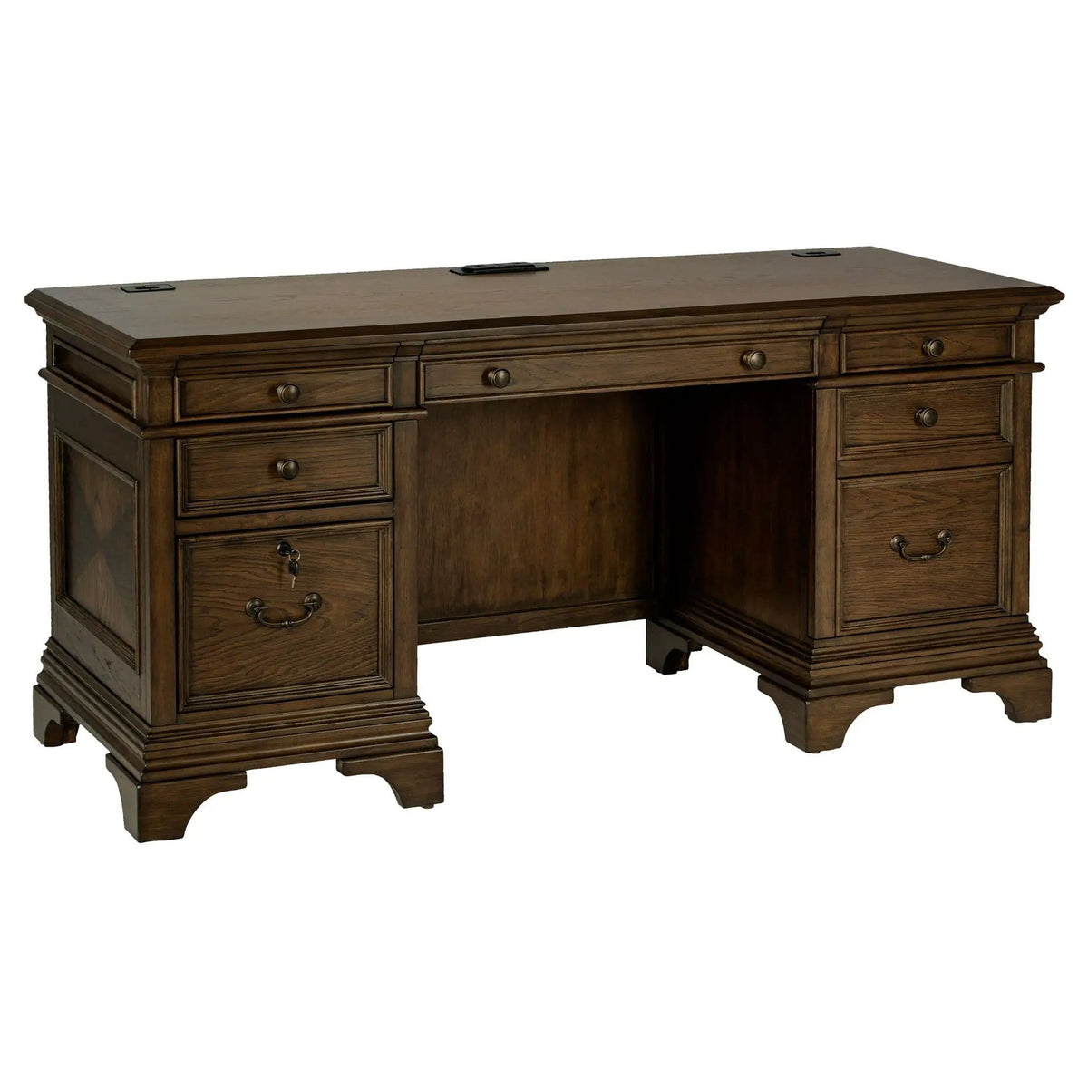Hartshill 66-inch 5-drawer Credenza Office Desk Burnish | 66 x 24 x 31.25 in | 5-Drawer | Oak