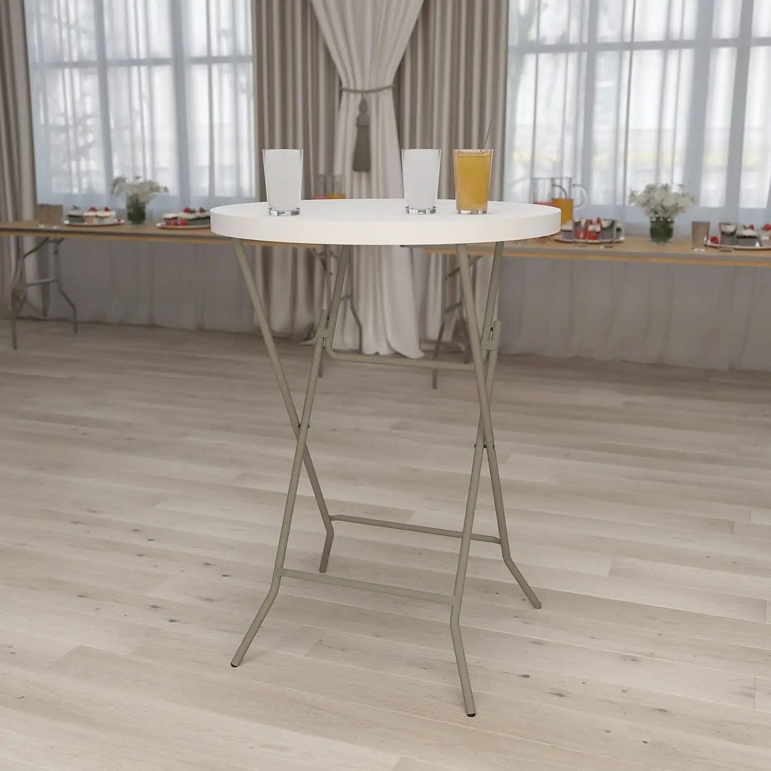 Round Folding Bar Table White 43 Inch Height Plastic from PriceLows™