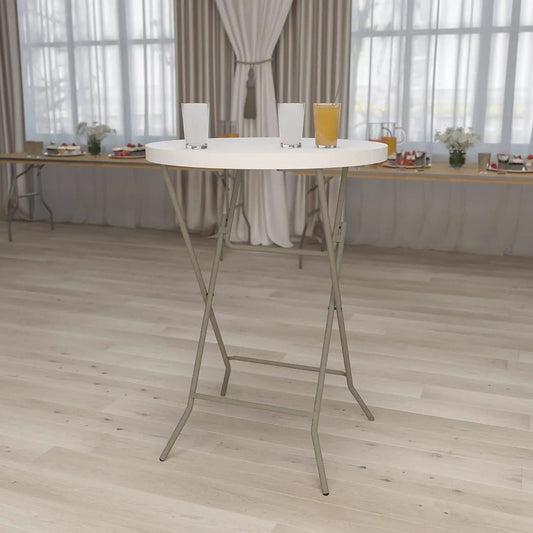 Round Folding Bar Table White 43 Inch Height Plastic from PriceLows™