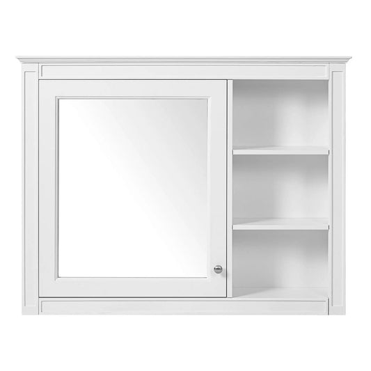 Wall Mounted Medicine Cabinet With Mirror, Adjustable Shelf - | 36 x 6.7 x 28 in | Solid Wood & Glass | White