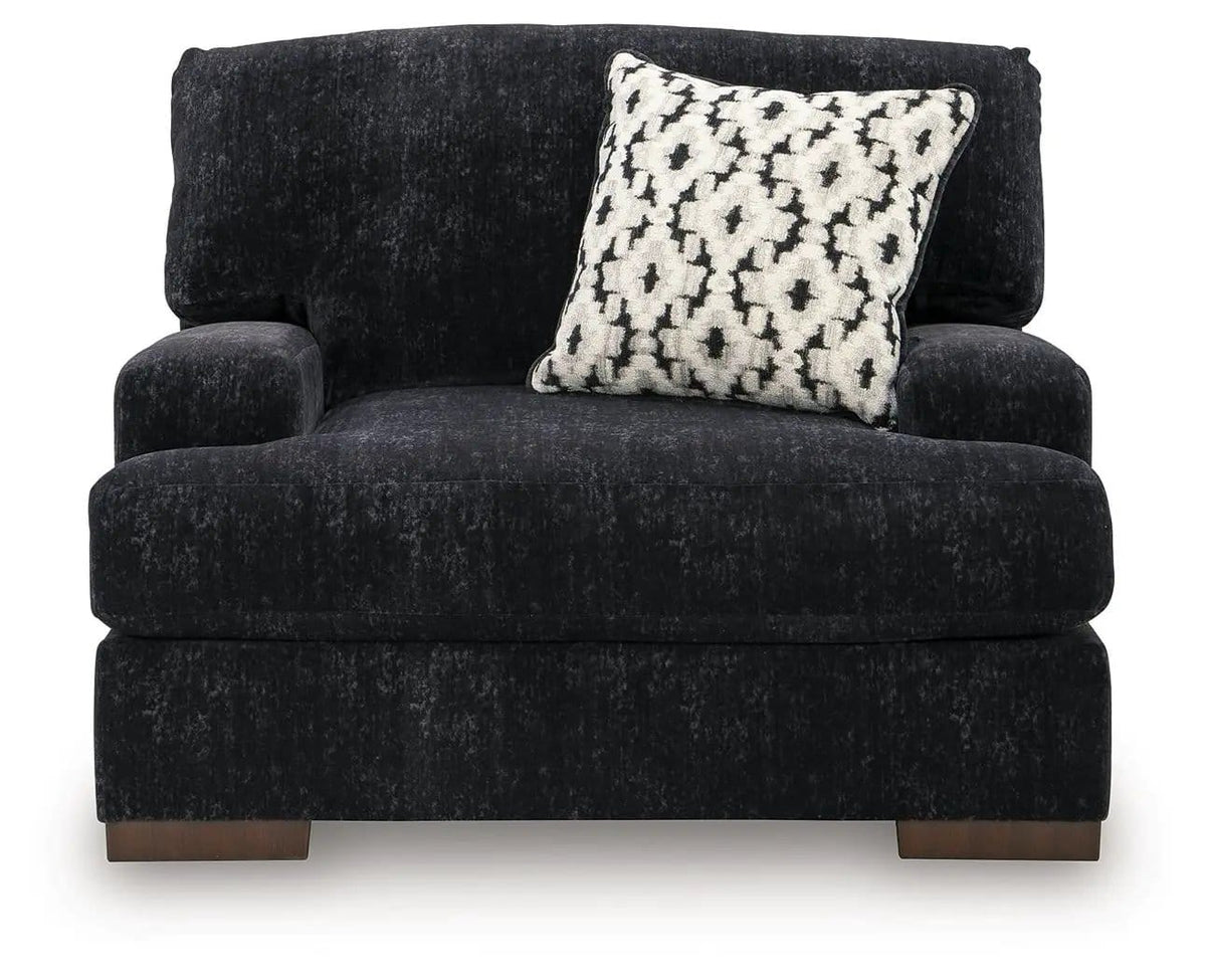 Whitmore Manor Chair And A Half | 50 x 45 x 41 in | Chenille & Wood | Black Pearl