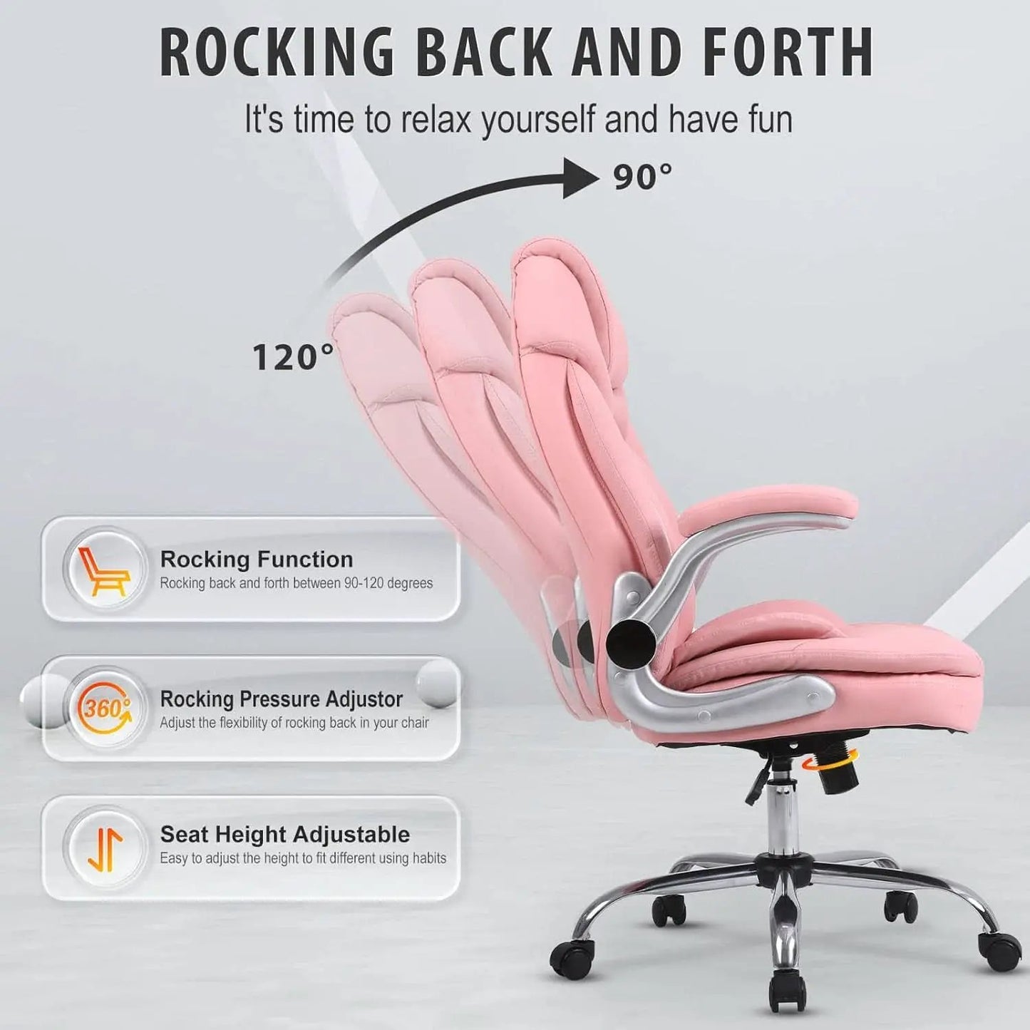Pink Ergonomic Office Chair With Adjustable Lumbar Support from PriceLows™