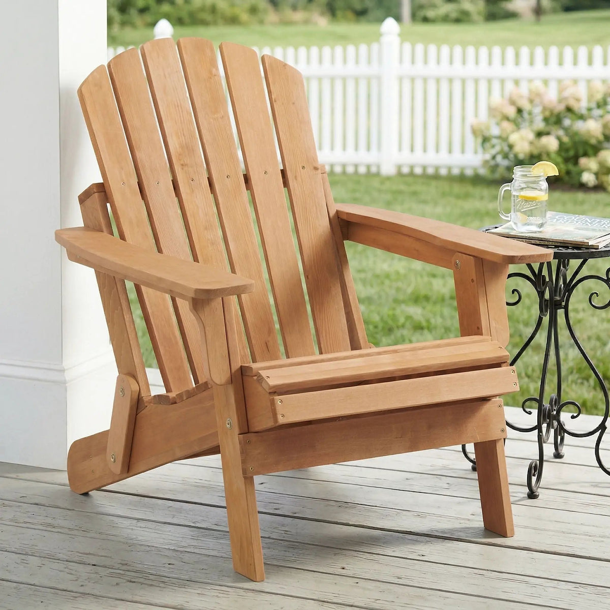 Oversize Folding Adirondack Chair | Premium Hemlock Wood | Pre-Assembled Parts | Patio And Garden