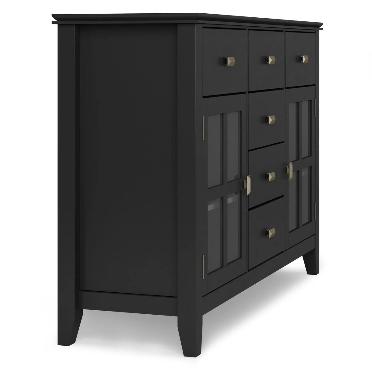 Artisan Sideboard Buffet | Handcrafted Solid Wood | 6 Center Drawers | Metal Glides