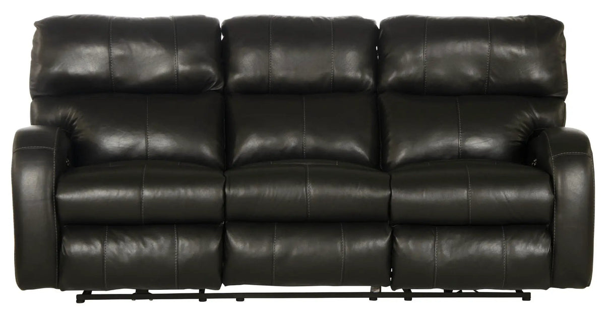 Power Reclining Sofa | Genuine Italian Leather | Lay Flat | Black Gunmetal
