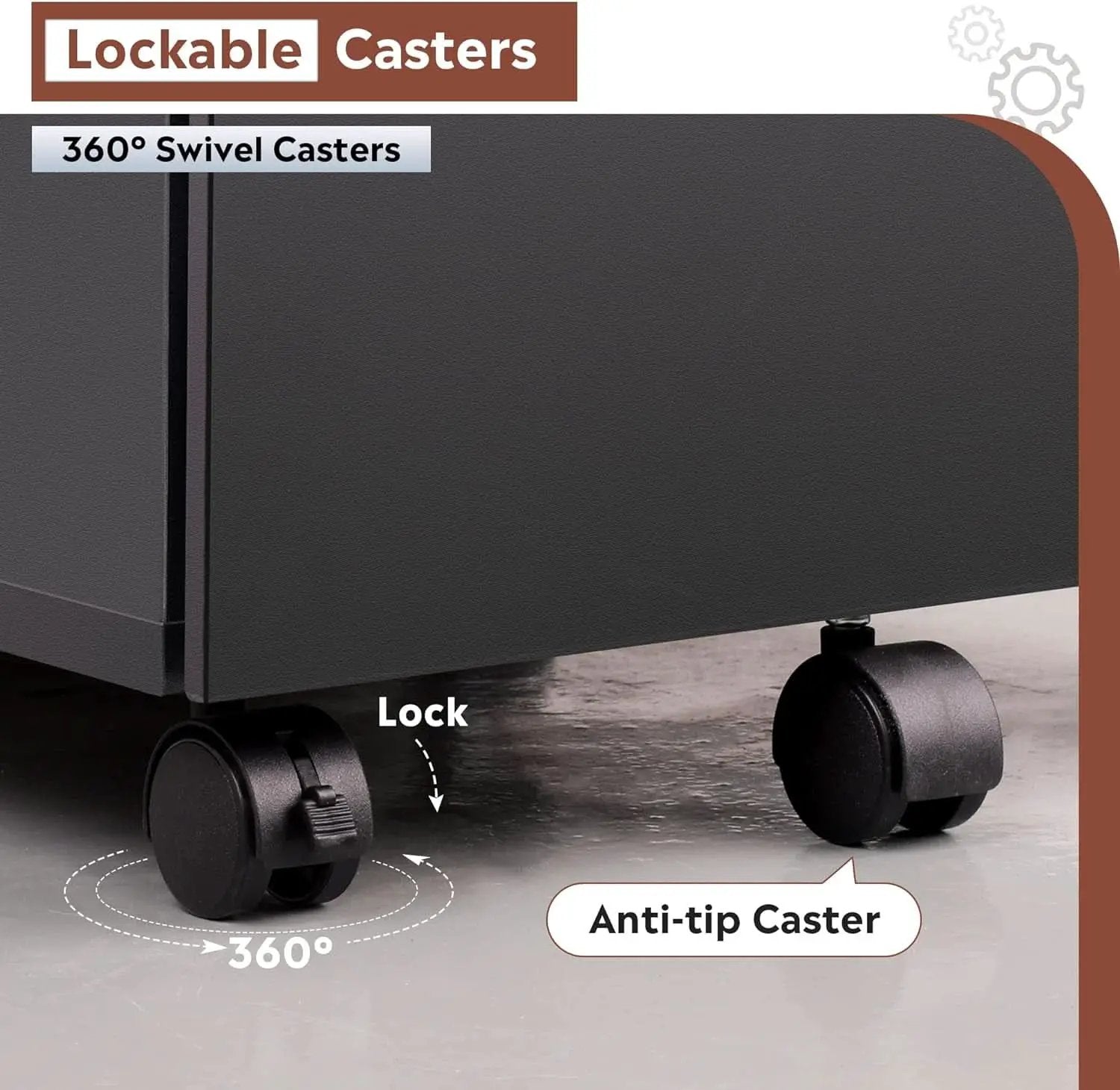 3 Drawer Lockable File Cabinet Under Desk Rolling Black Fits Letter Legal A4 Folders from PriceLows™