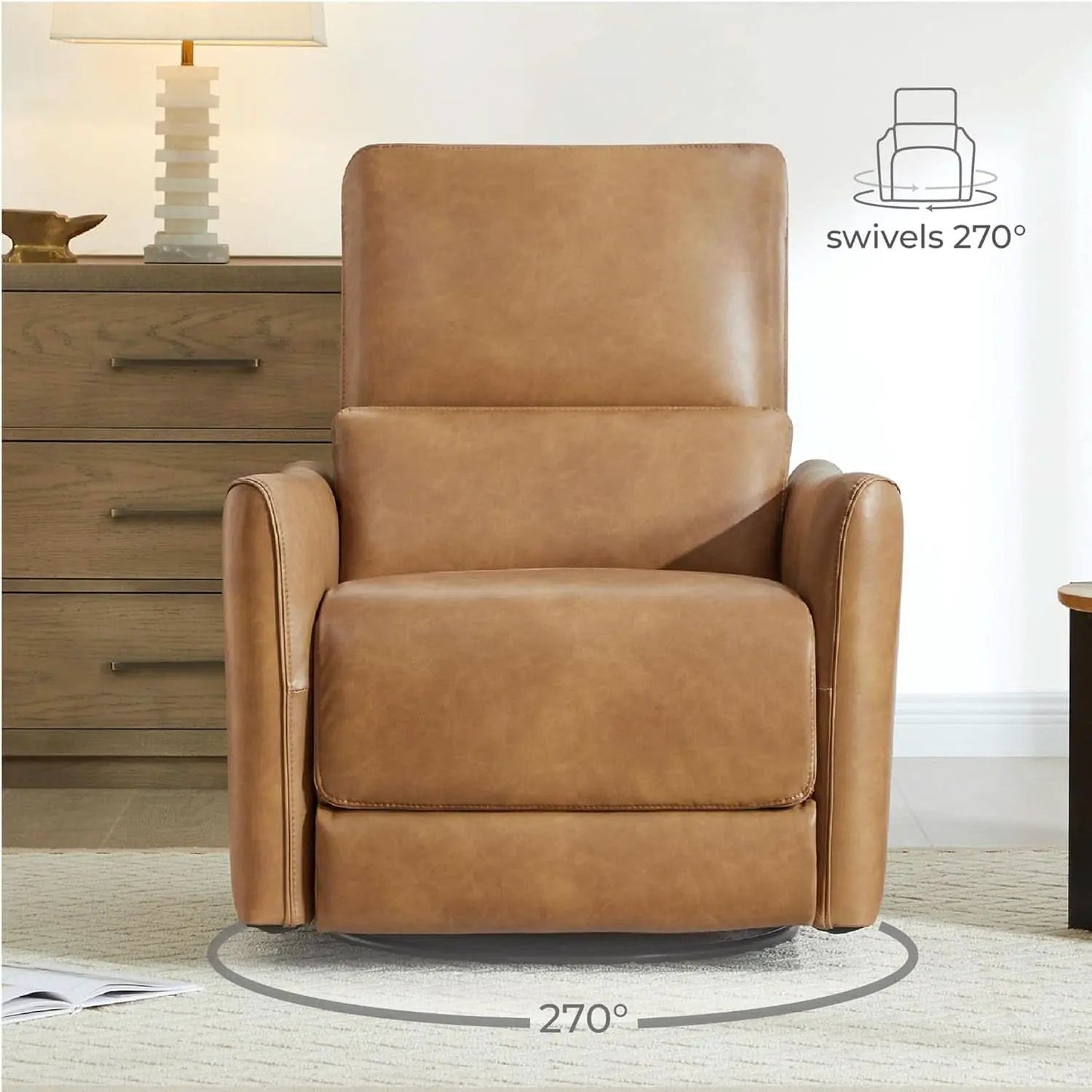 Power Recline Swivel Recliner With Lumbar Support For Living Room from PriceLows™