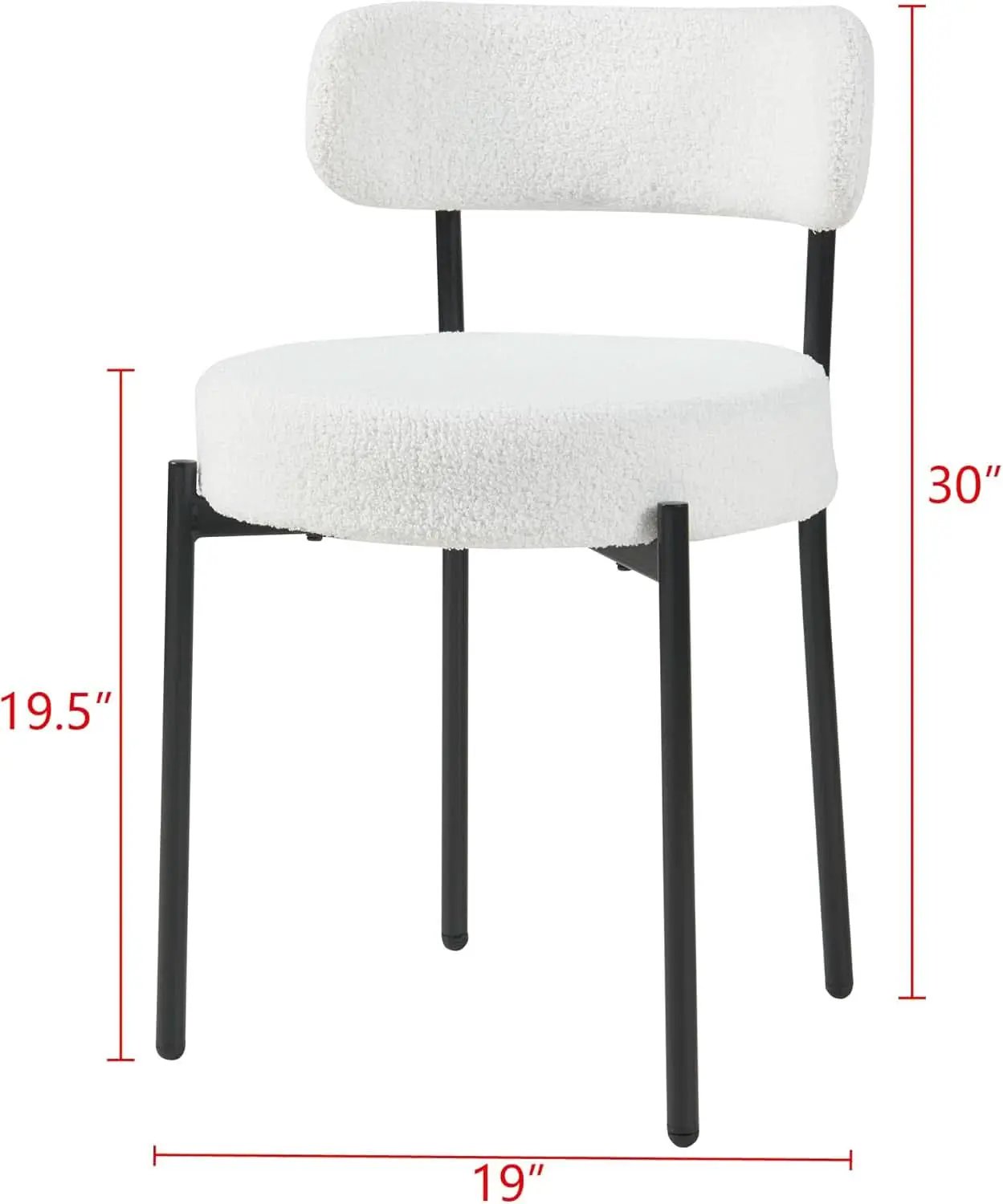 White Boucle Dining Chairs Set Of 2 For Dining Room from PriceLows™