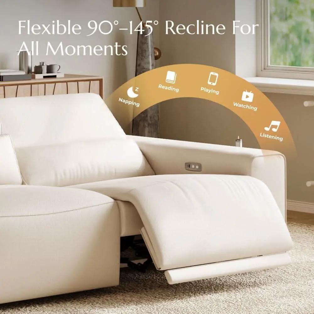 Beige 108 Inch Ultra Power Leather Modular Sectional from PriceLows™