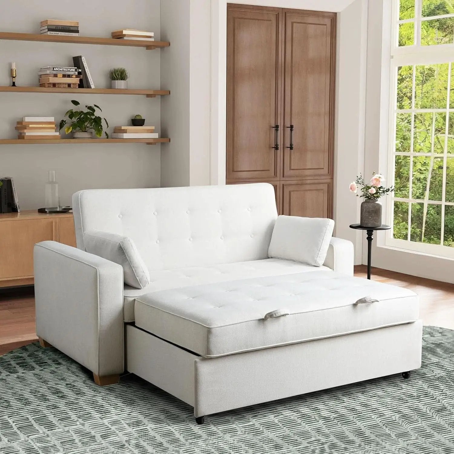 Queen Size Convertible Sleeper Sofa Oyster Upholstery from PriceLows™