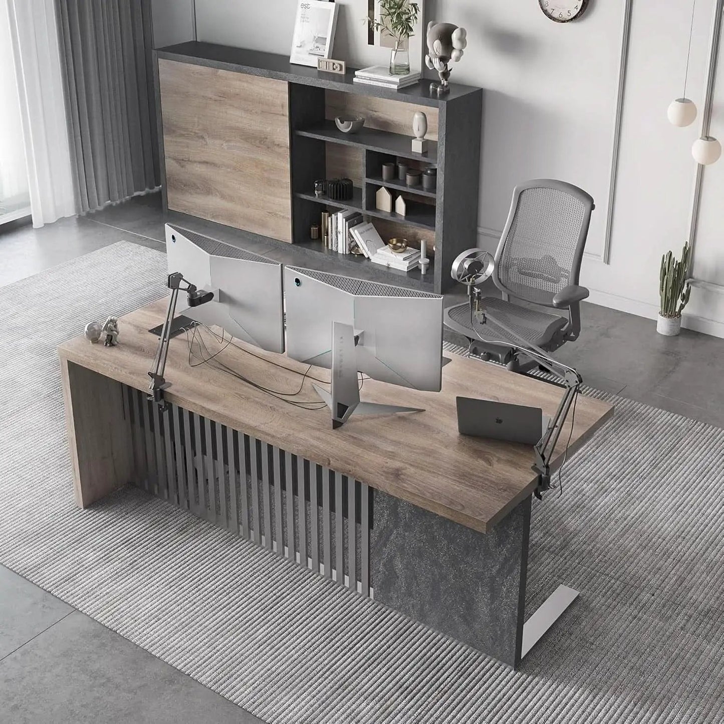 63 Inch Executive Office Desk Stainless Steel Frame from PriceLows™