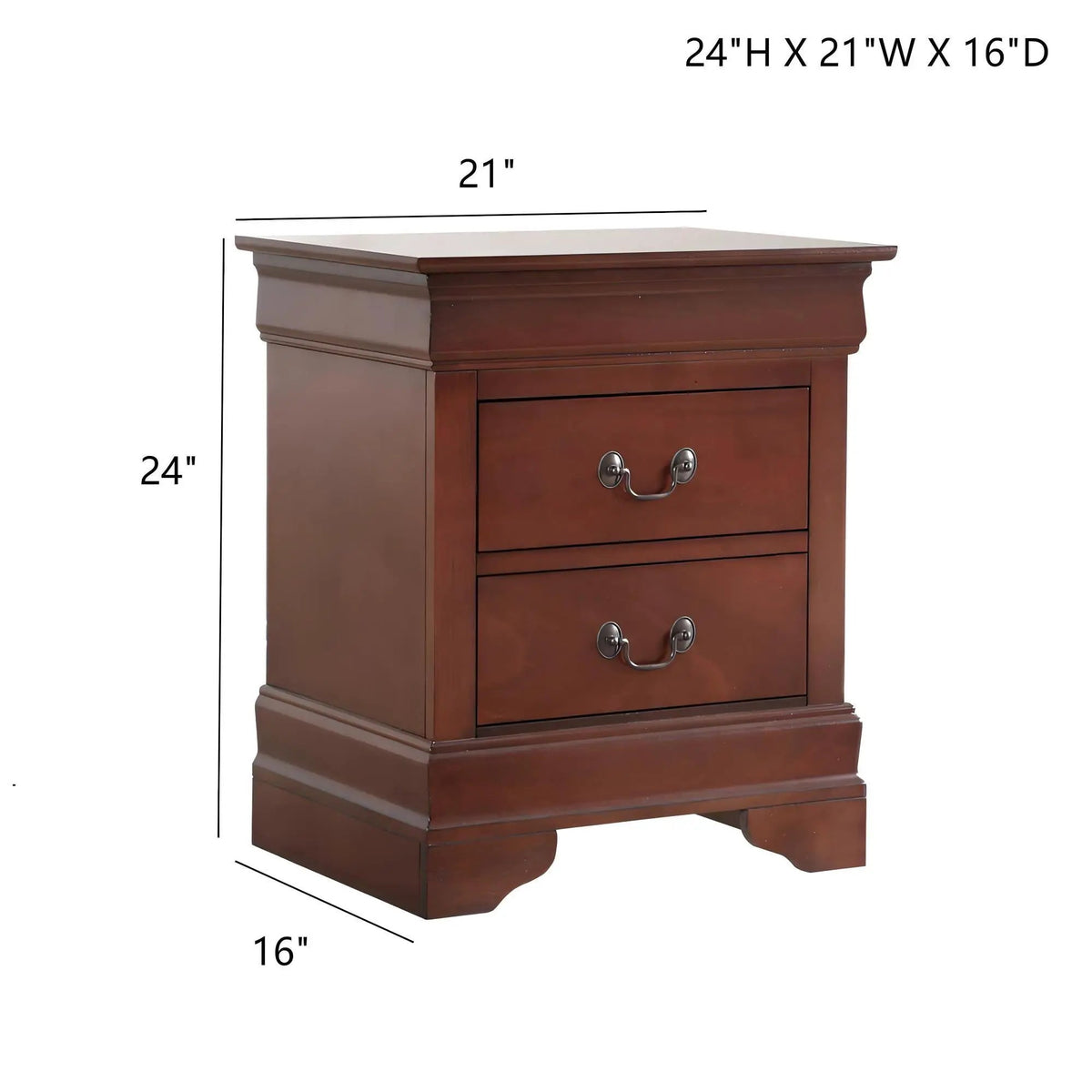 Traditional Bedroom Nightstand | Carved Bases | English Dovetailed Drawers | Metal Center Guides