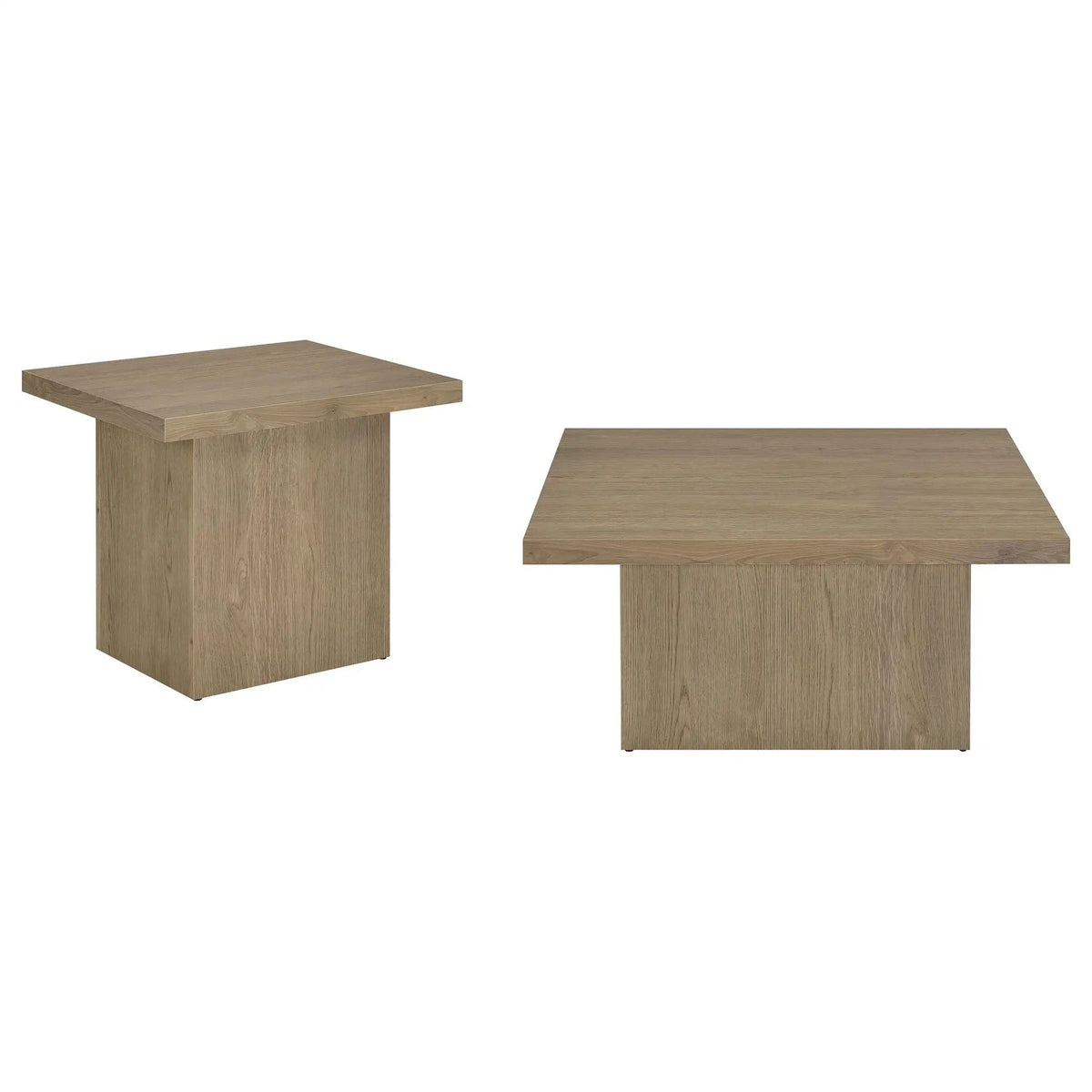 Devar 2-piece Square Cocktail Coffee End Table Set Latte | 2-Piece Set | Engineered Wood & Veneer | Dining Room
