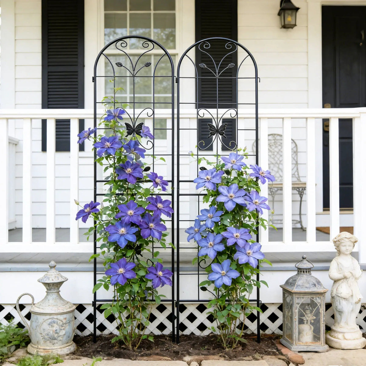 Garden Metal Trellis | Rustproof | Extendable 80 Inch Width | Galvanized Powder-Coated Pipe