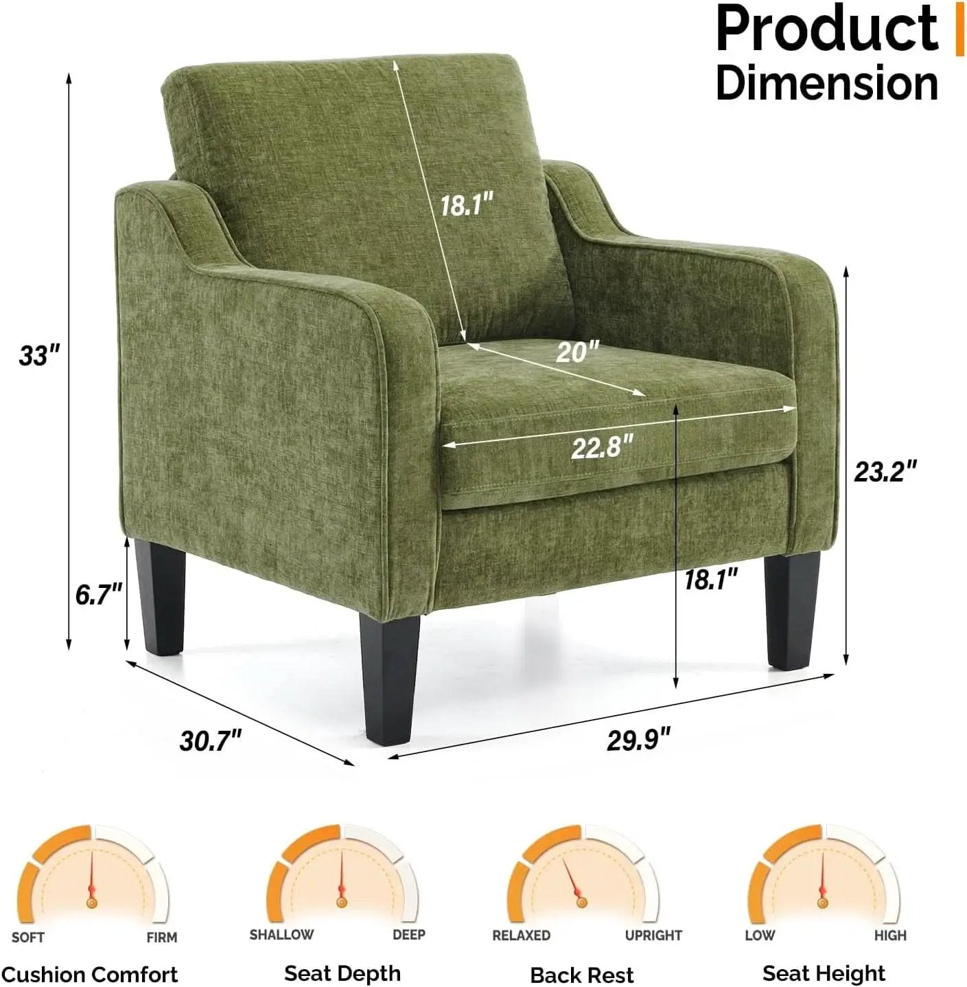 Olive Green Upholstered Accent Chair Midcentury Comfort from PriceLows™