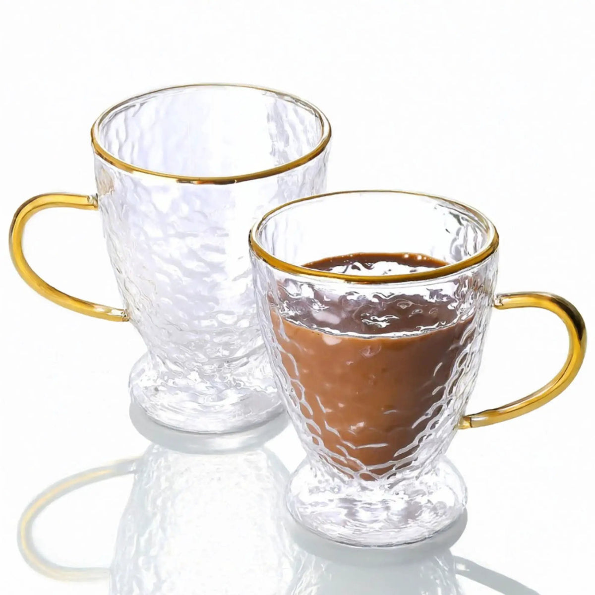 Glass Coffee Cups | Double Wall Design | Hammered Texture
