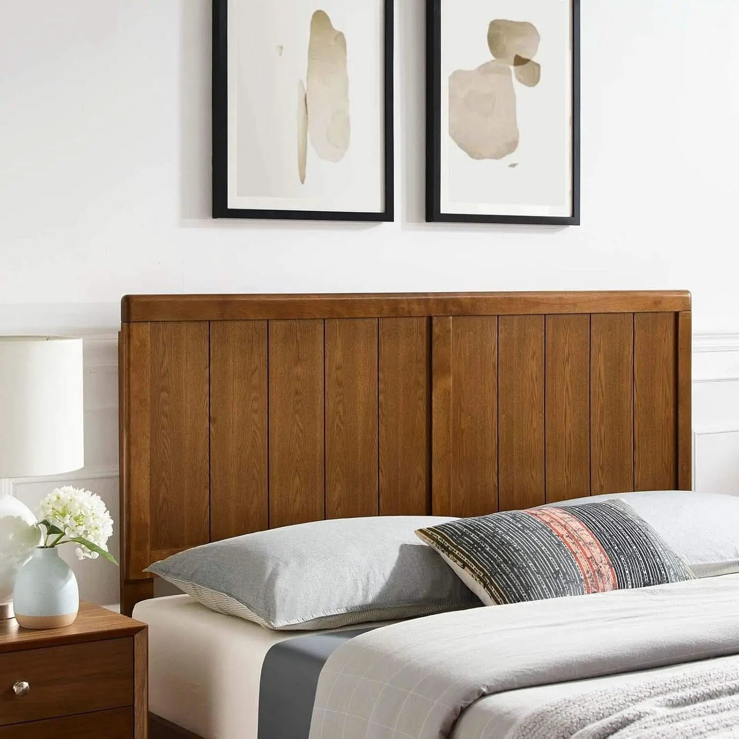 Mid-Century Walnut King Headboard With Contemporary Design from PriceLows™
