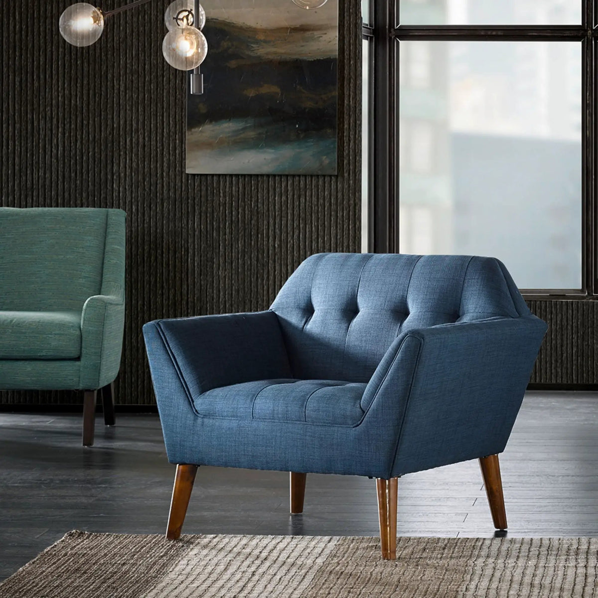 Modern Lounge Chair | Button Tufting | Mid-Century Design | Comfortable Armrests