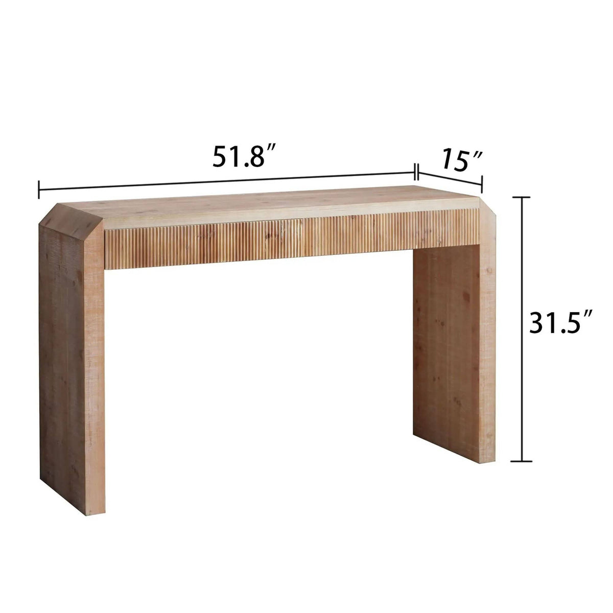 Rustic Modern Console Table With Drawer Storage Natural Wood | 51.8 x 15 x 31.5 in | Engineered Wood | Living Room