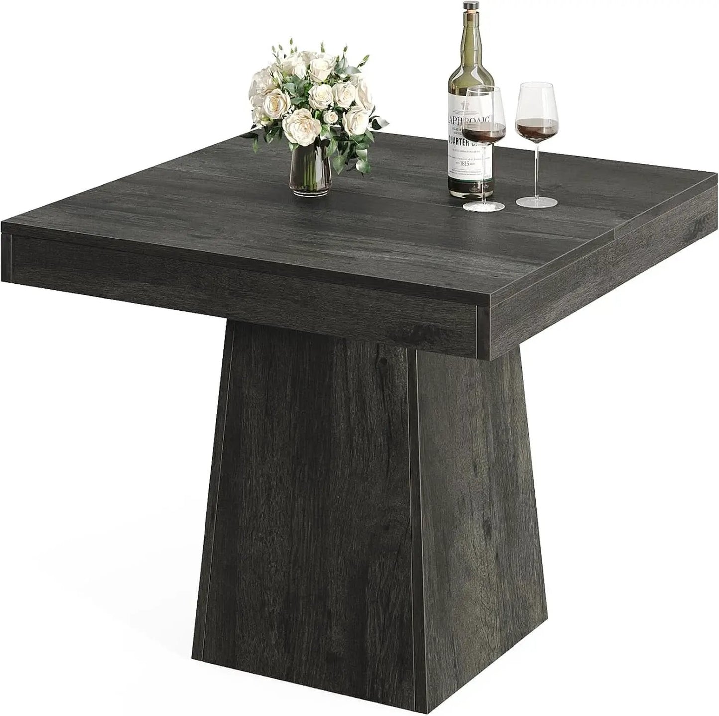 Gray Square Dining Table 31.5 Inch Waterproof Top Seats 4 from PriceLows™