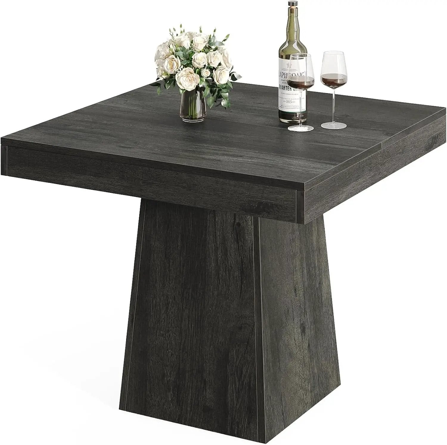 Gray Square Dining Table 31.5 Inch Waterproof Top Seats 4 from PriceLows™