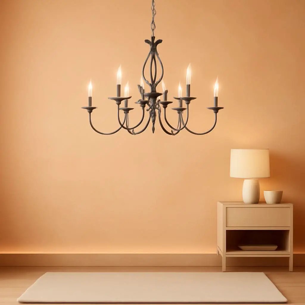 6-Light Rustic Farmhouse Candle Chandelier, Brushed Nickel from PriceLows™