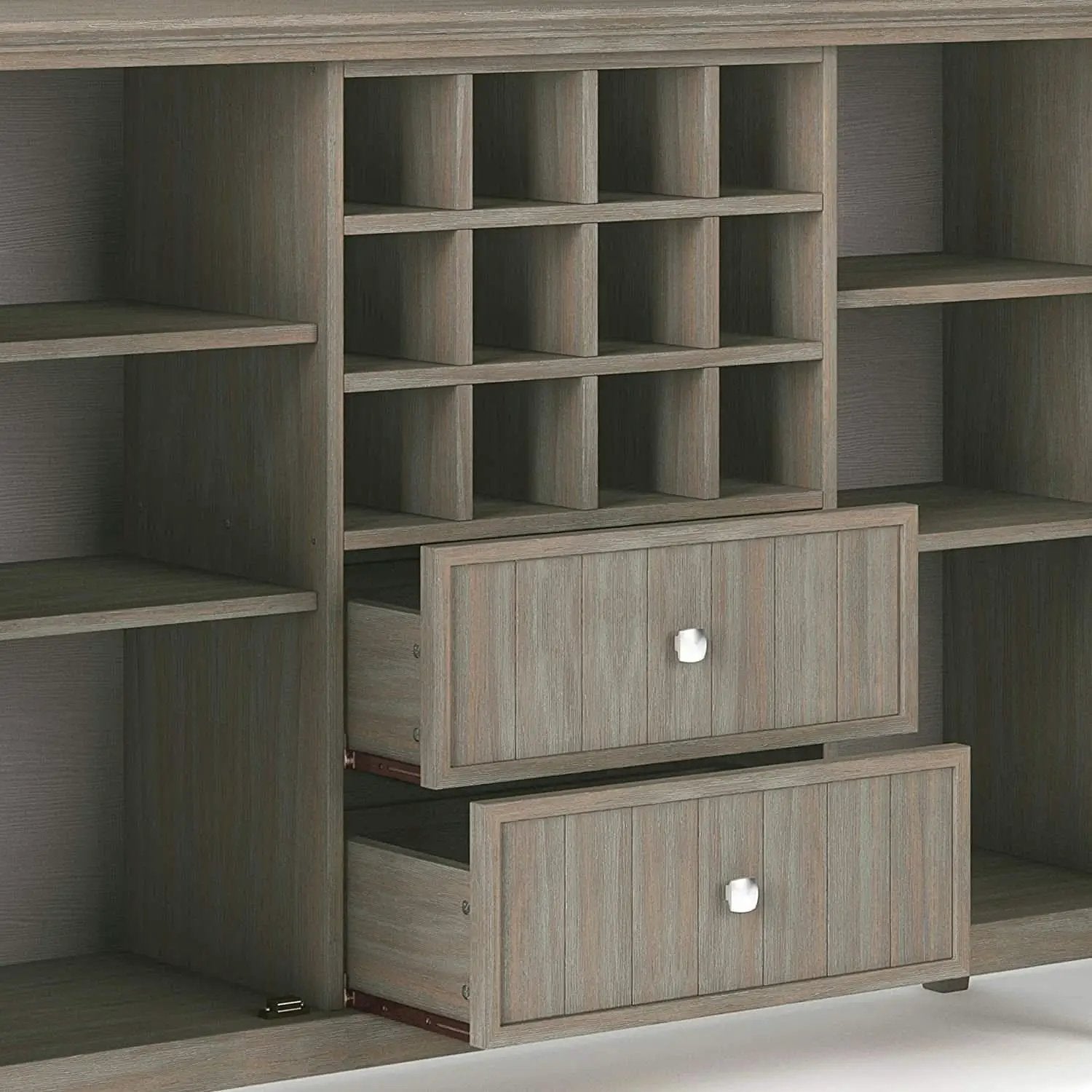 Rustic Gray Pine Wood Sideboard Buffet With Wine Storage from PriceLows™