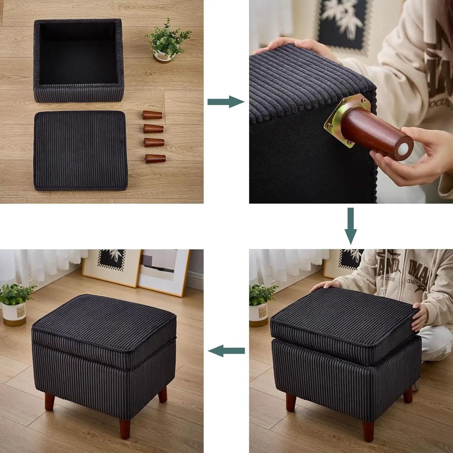 Storage Ottoman With Adjustable Lid Footrest Charcoalgray from PriceLows™