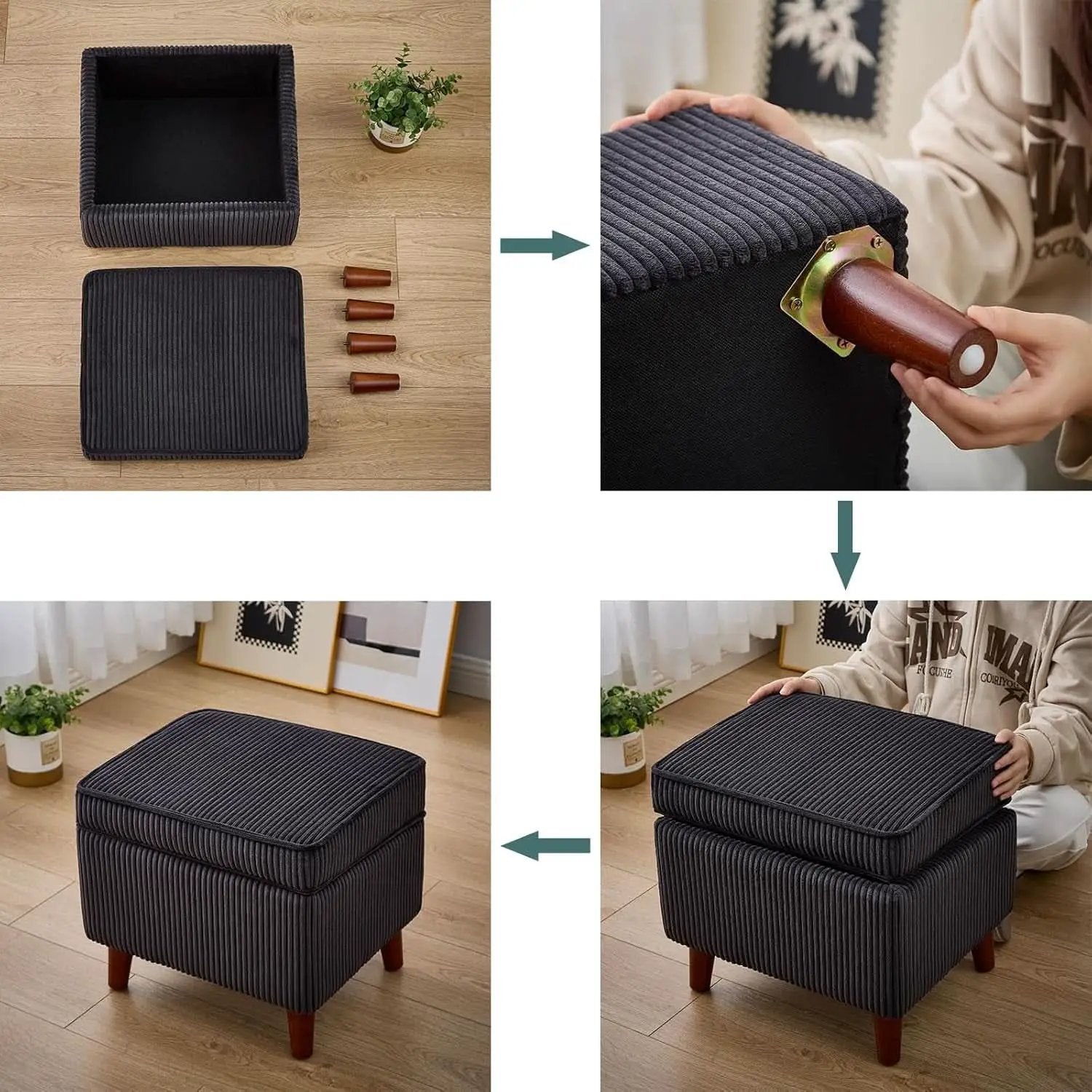Storage Ottoman With Adjustable Lid Footrest Charcoalgray from PriceLows™