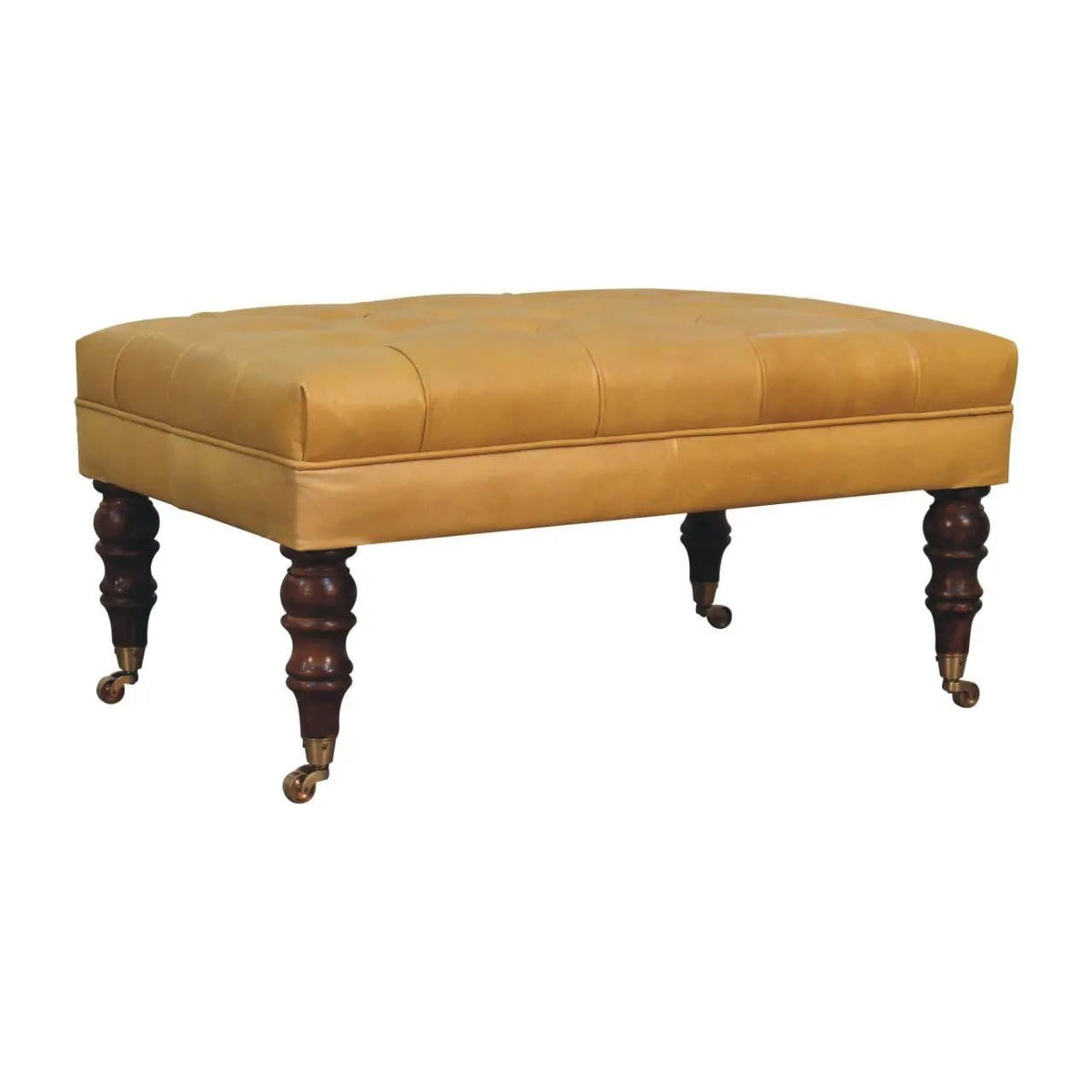 Buffalo Ottoman With Castor Legs | 7 Pieces | Mango Wood | Living Room