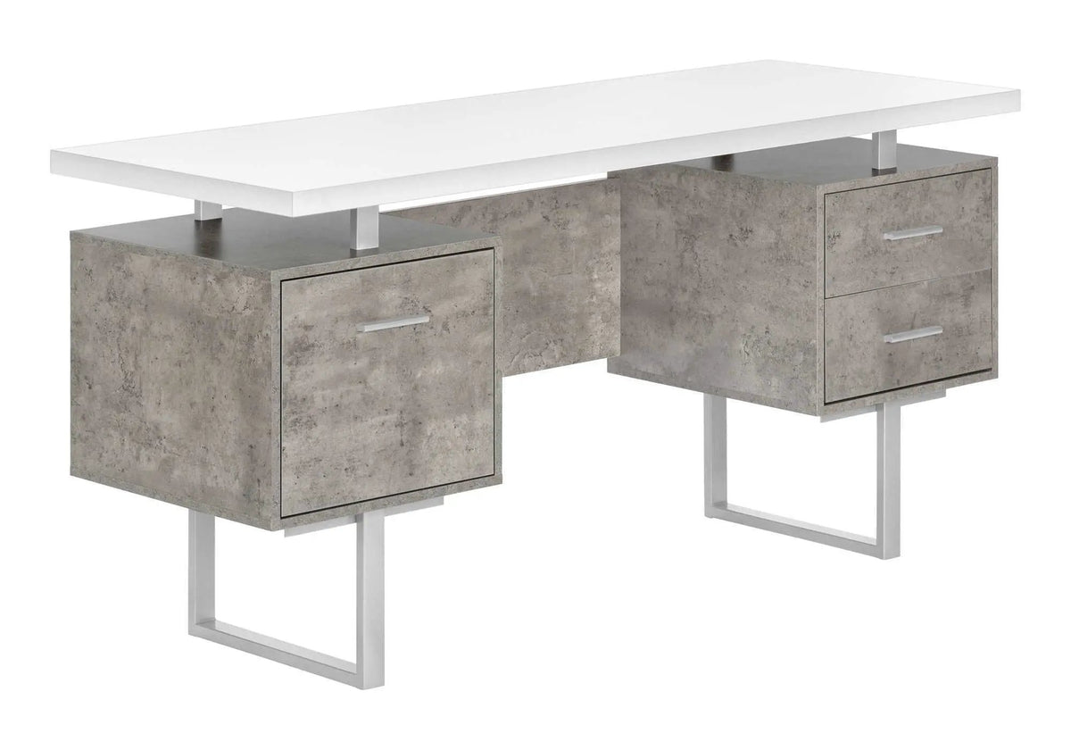 60 Inch Computer Desk | Laminate Finish | Two Top Drawers And File Drawer | Reversible Set-Up