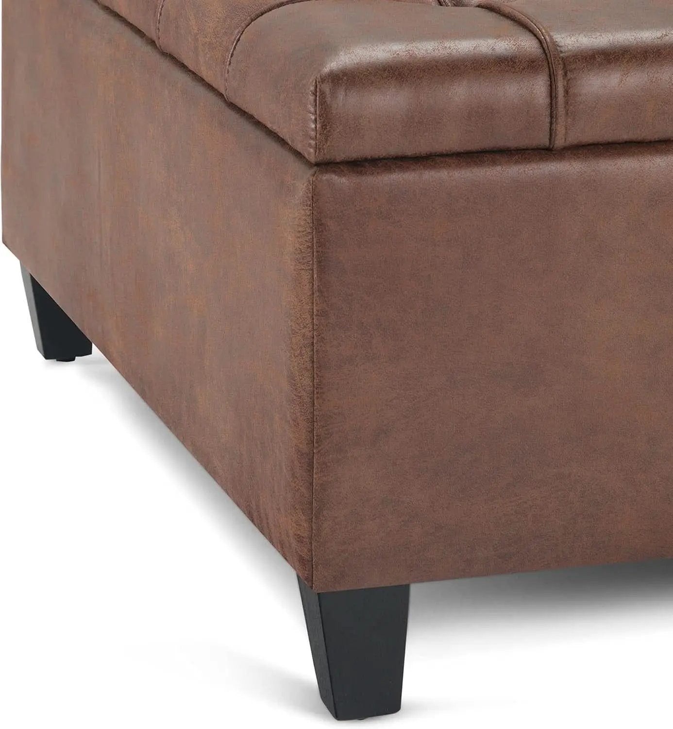 Distressed Umber 36 Inch Storage Ottoman Vegan Faux Leather from PriceLows™
