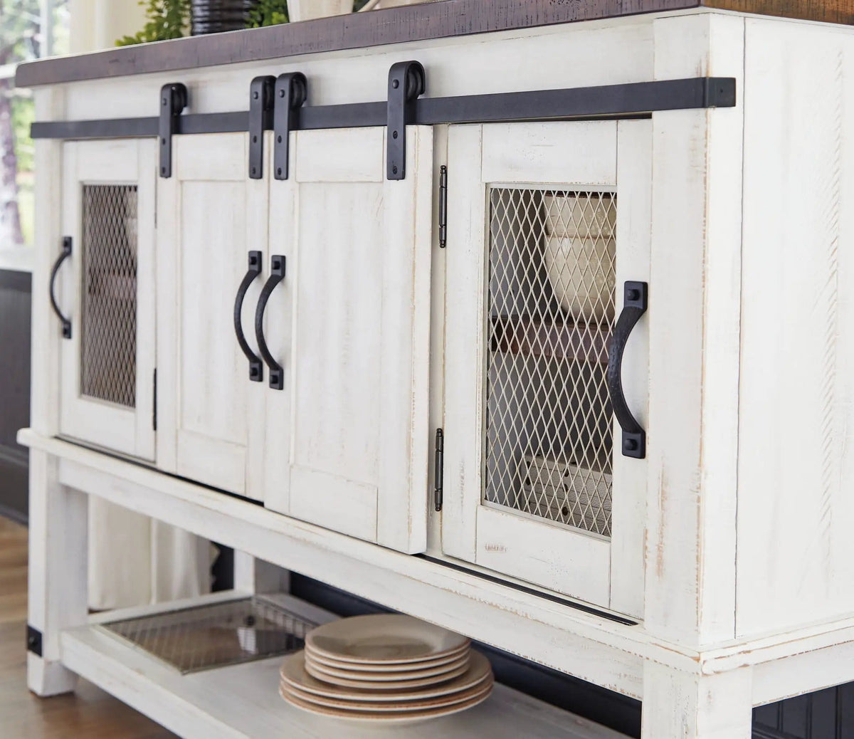 Valebeck Dining Room Server | 60 x 18 x 38 in | Engineered Wood | White / Brown