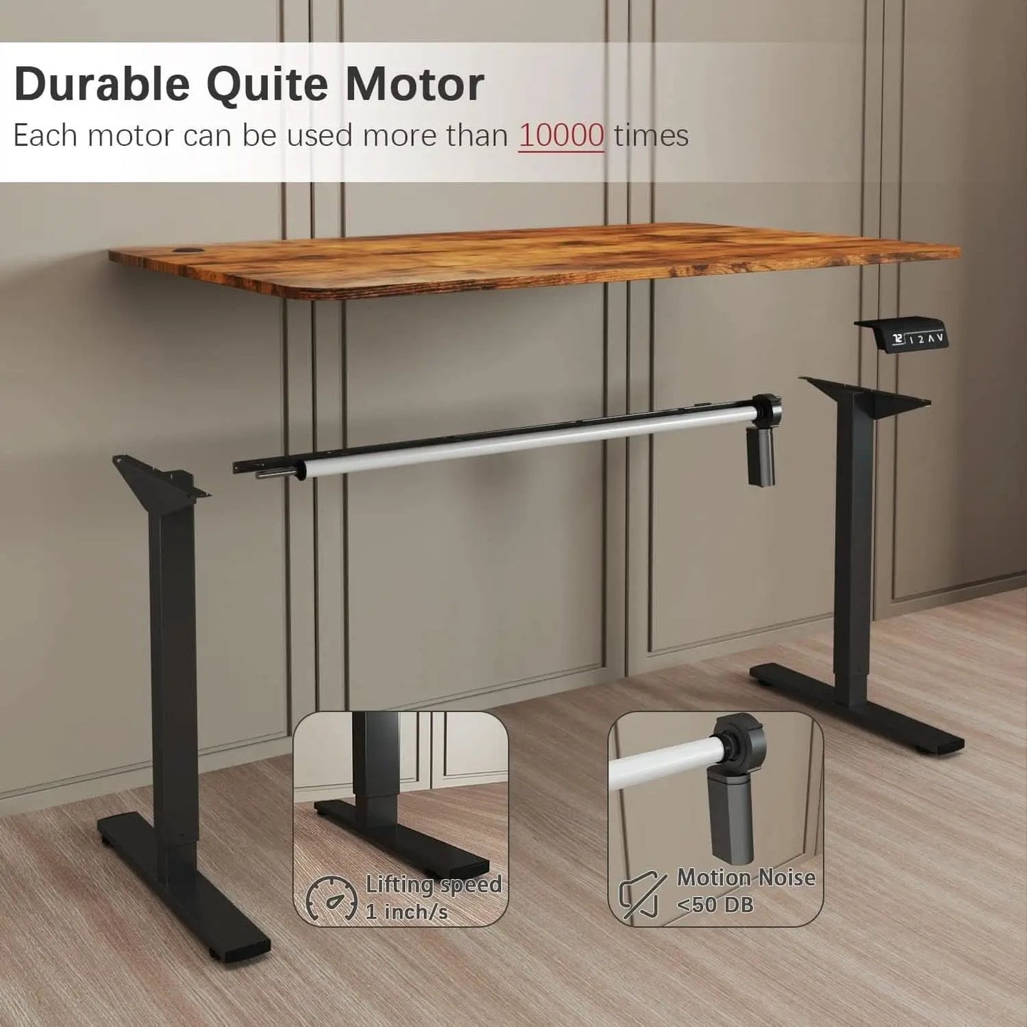 Electric Height Adjustable Standing Desk 55 X 24 Inch With Memory Presets from PriceLows™