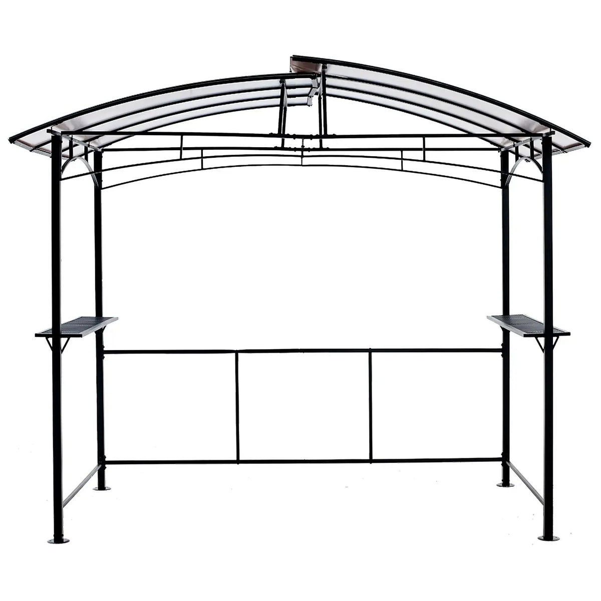 Grill Gazebo 8x5 Ft | Outdoor Patio Canopy | Steel Hardtop | Side Shelves Black