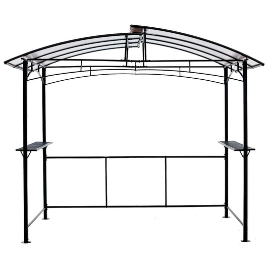 Grill Gazebo 8x5 Ft | Outdoor Patio Canopy | Steel Hardtop | Side Shelves Black